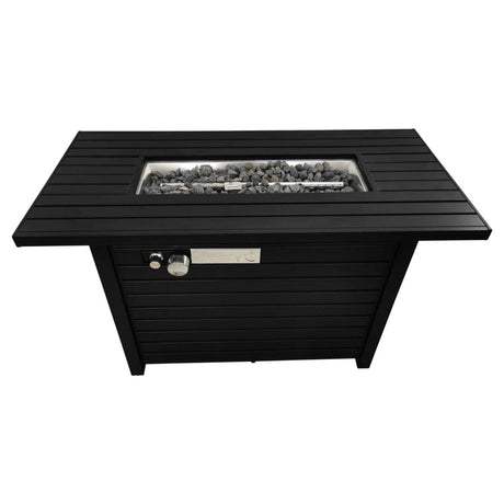 Modern Steel Outdoor Fire Pit Table With Lid - Lunara - Omega Lifestyles