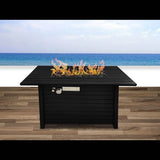 Modern Steel Outdoor Fire Pit Table With Lid - Lunara - Omega Lifestyles