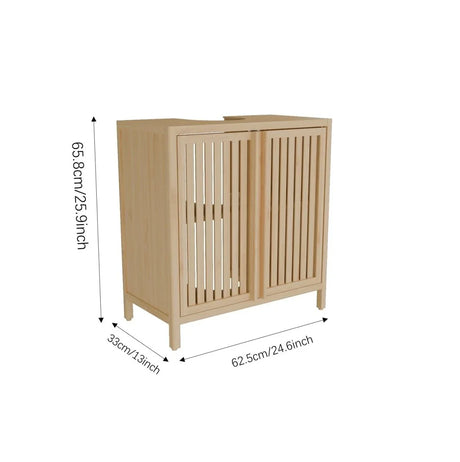 Natural Bamboo Large Capacity Basin Cabinet With Drawers - Omega Lifestyles
