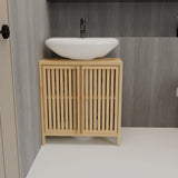 Natural Bamboo Large Capacity Basin Cabinet With Drawers - Omega Lifestyles