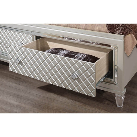 Queen Glam Panel Bed With LED Headboard Solid Wood MDF - Lunara - Omega Lifestyles