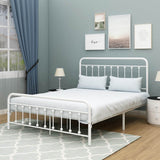 Queen Metal Platform Bed Frame With Victorian Headboard - Lunara - Omega Lifestyles
