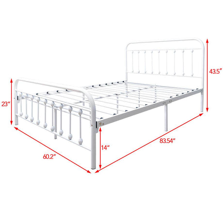 Queen Metal Platform Bed Frame With Victorian Headboard - Lunara - Omega Lifestyles