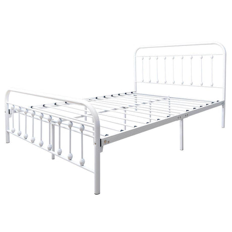 Queen Metal Platform Bed Frame With Victorian Headboard - Lunara - Omega Lifestyles