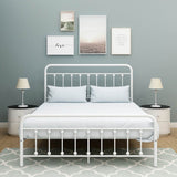 Queen Metal Platform Bed Frame With Victorian Headboard - Lunara - Omega Lifestyles
