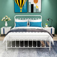 Queen Metal Platform Bed Frame With Victorian Headboard - Lunara - Omega Lifestyles