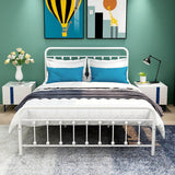 Queen Metal Platform Bed Frame With Victorian Headboard - Lunara - Omega Lifestyles