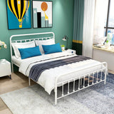 Queen Metal Platform Bed Frame With Victorian Headboard - Lunara - Omega Lifestyles
