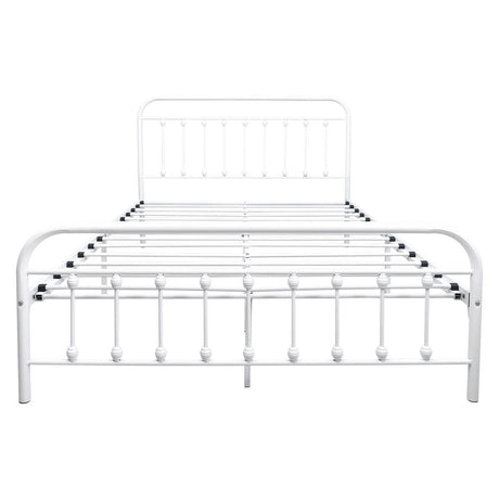 Queen Metal Platform Bed Frame With Victorian Headboard - Lunara - Omega Lifestyles