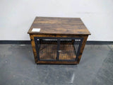 Rustic Brown Furniture Dog Crate With Rolling Casters - Omega Lifestyles