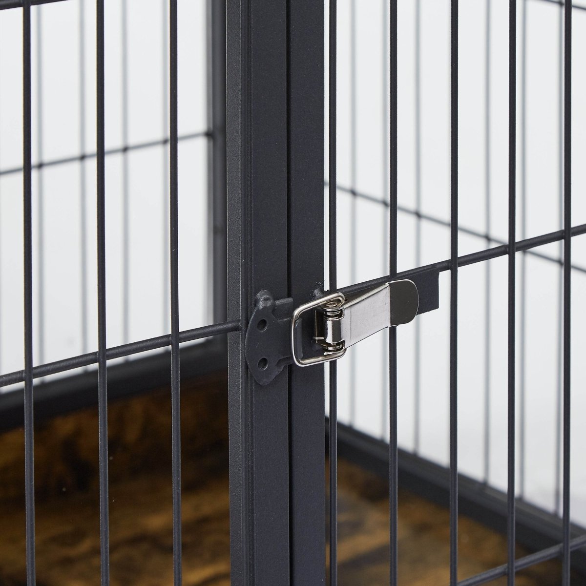 Rustic Brown Furniture Dog Crate With Rolling Casters - Omega Lifestyles