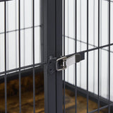 Rustic Brown Furniture Dog Crate With Rolling Casters - Omega Lifestyles