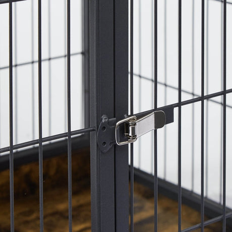 Rustic Brown Furniture Dog Crate With Rolling Casters - Omega Lifestyles