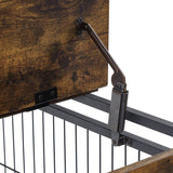 Rustic Brown Furniture Dog Crate With Rolling Casters - Omega Lifestyles