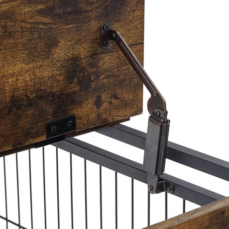 Rustic Brown Furniture Dog Crate With Rolling Casters - Omega Lifestyles