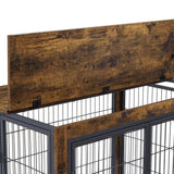 Rustic Brown Furniture Dog Crate With Rolling Casters - Omega Lifestyles