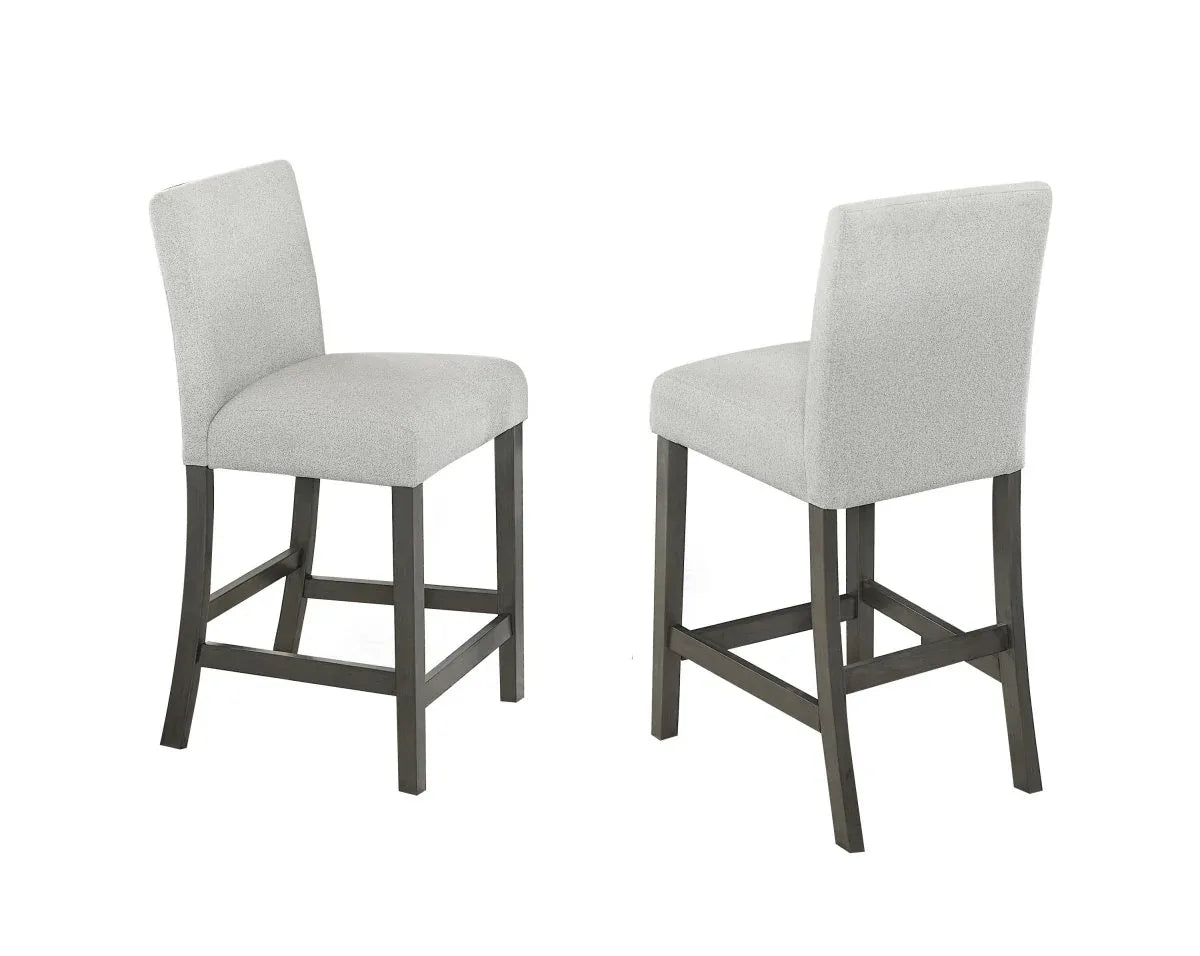 Set Of 2 Upholstered Light Gray Fabric Counter Height Chairs - Omega Lifestyles