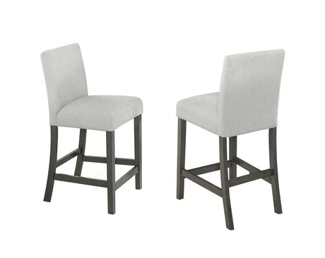 Set Of 2 Upholstered Light Gray Fabric Counter Height Chairs - Omega Lifestyles