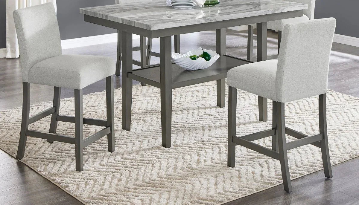 Set Of 2 Upholstered Light Gray Fabric Counter Height Chairs - Omega Lifestyles