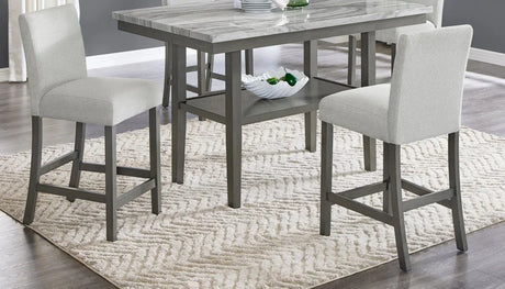 Set Of 2 Upholstered Light Gray Fabric Counter Height Chairs - Omega Lifestyles