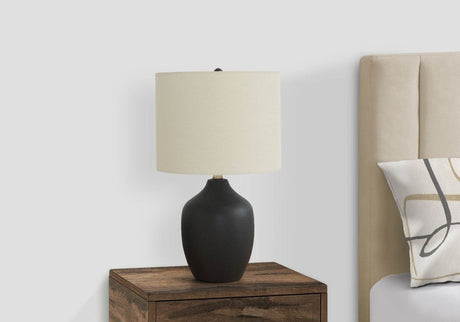 Transitional Black Ceramic Base Ivory Drum Table Lamp - Sleep Galleria