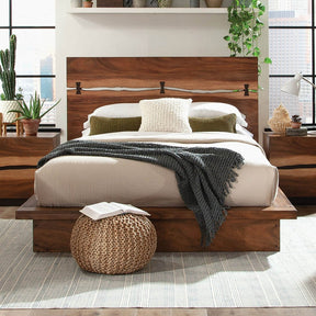 King Smokey Walnut Mahogany Wood Platform Bed - Omega Lifestyles