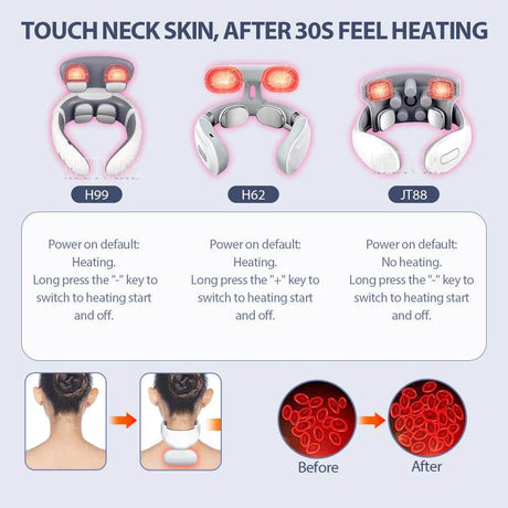 Smart Wireless Neck Massager With Heating TENS Pulse - Sleep Galleria