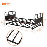 Twin Metal Daybed Frame With Trundle Built - In Casters - Merax - Omega Lifestyles