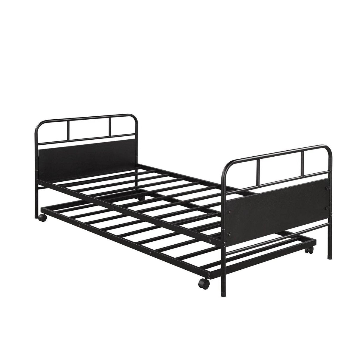 Twin Metal Daybed Frame With Trundle Built - In Casters - Merax - Omega Lifestyles
