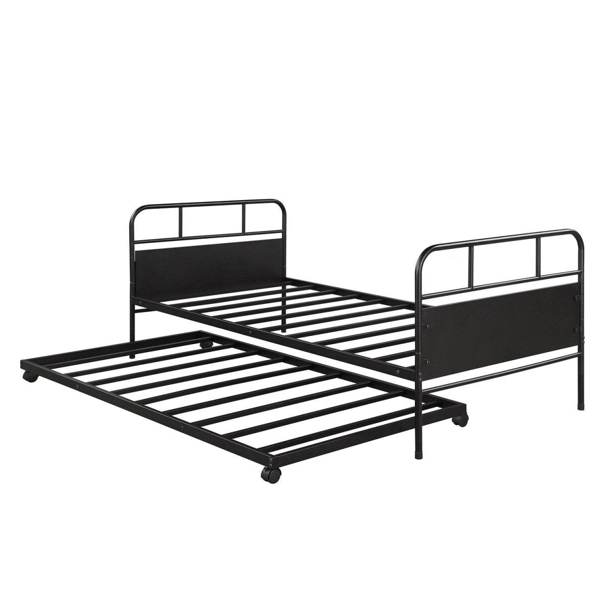 Twin Metal Daybed Frame With Trundle Built - In Casters - Merax - Omega Lifestyles
