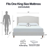 King Minimalist Upholstered Wingback Bed Frame Ivory - Minimalist Designs - Omega Lifestyles