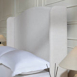 King Minimalist Upholstered Wingback Bed Frame Ivory - Minimalist Designs - Omega Lifestyles