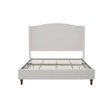 King Minimalist Upholstered Wingback Bed Frame Ivory - Minimalist Designs - Omega Lifestyles