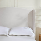 King Minimalist Upholstered Wingback Bed Frame Ivory - Minimalist Designs - Omega Lifestyles