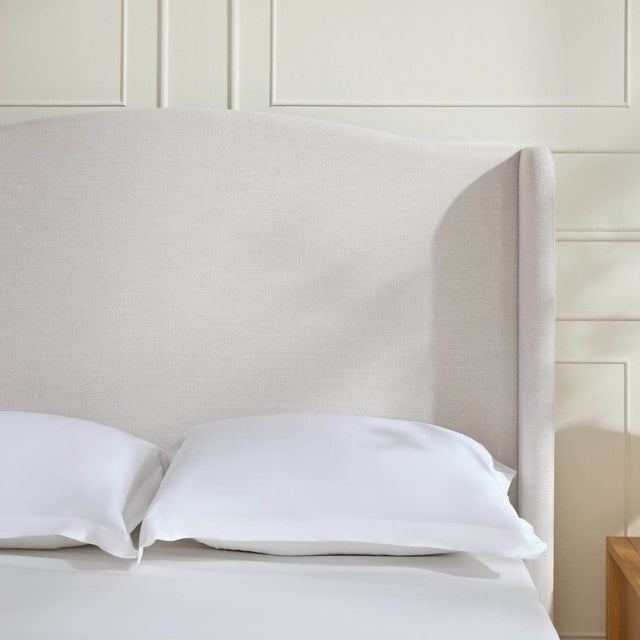 King Minimalist Upholstered Wingback Bed Frame Ivory - Omega Lifestyles
