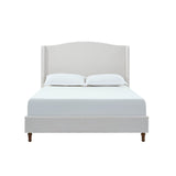 King Minimalist Upholstered Wingback Bed Frame Ivory - Minimalist Designs - Omega Lifestyles