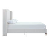 King Minimalist Upholstered Wingback Bed Frame Ivory - Minimalist Designs - Omega Lifestyles