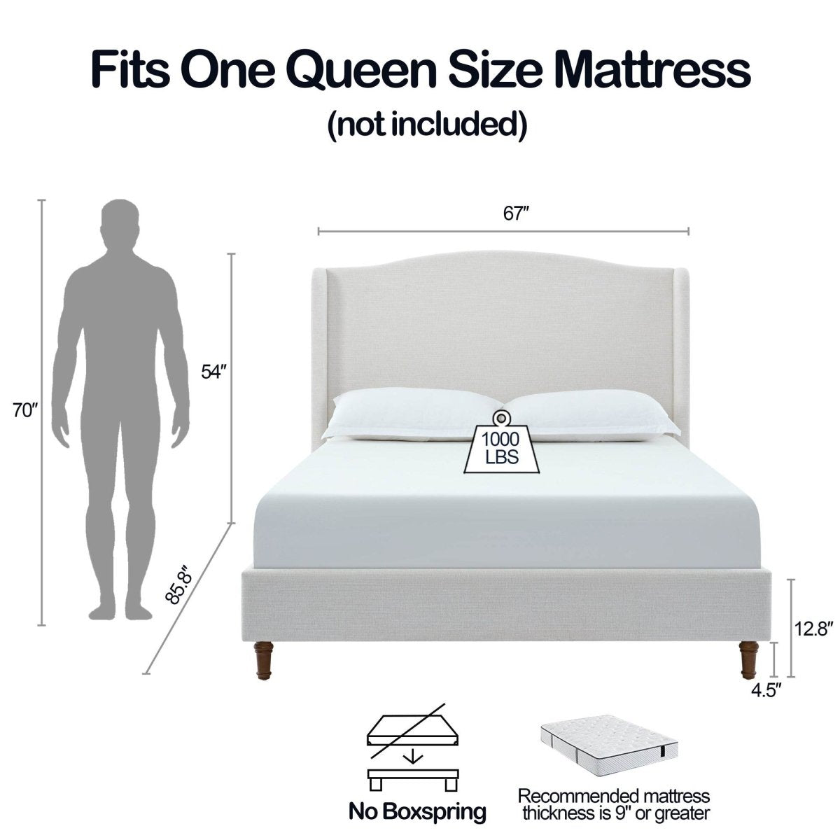 Queen Minimalist Upholstered Wingback Chenille Bed Frame - Minimalist Designs - Omega Lifestyles