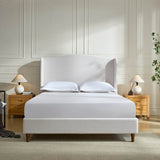 Queen Minimalist Upholstered Wingback Chenille Bed Frame - Minimalist Designs - Omega Lifestyles