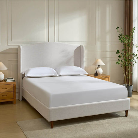 Queen Minimalist Upholstered Wingback Chenille Bed Frame - Minimalist Designs - Omega Lifestyles