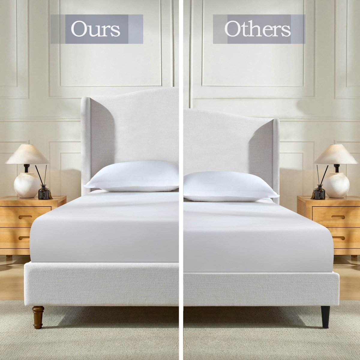 Queen Minimalist Upholstered Wingback Chenille Bed Frame - Minimalist Designs - Omega Lifestyles