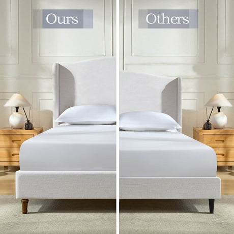 Queen Minimalist Upholstered Wingback Chenille Bed Frame - Minimalist Designs - Omega Lifestyles