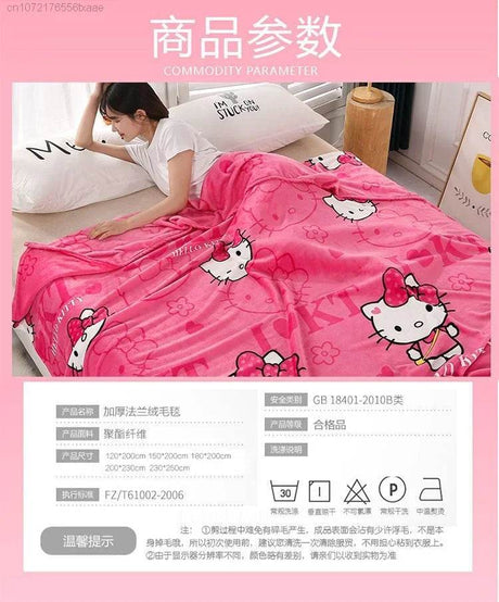 Hello Kitty Plush Cartoon Coral Fleece Blanket - Omega Lifestyles