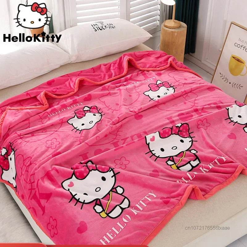 Hello Kitty Plush Cartoon Coral Fleece Blanket - Omega Lifestyles