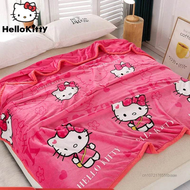 Hello Kitty Plush Cartoon Coral Fleece Blanket - Omega Lifestyles