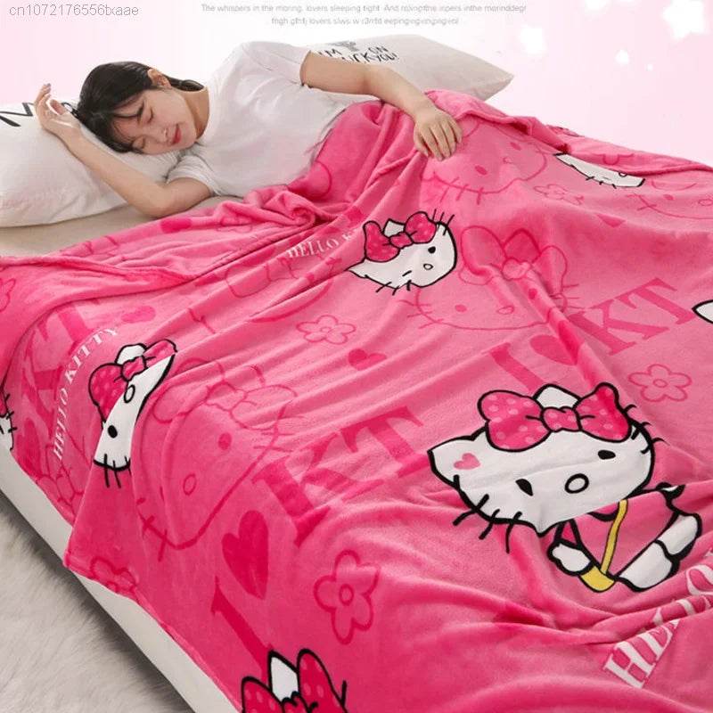 Hello Kitty Plush Cartoon Coral Fleece Blanket - Omega Lifestyles