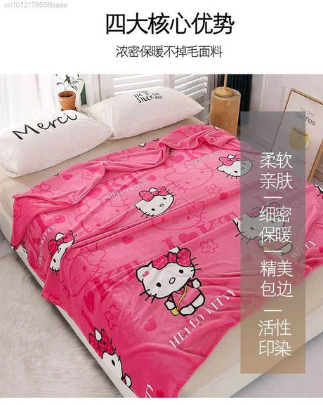 Hello Kitty Plush Cartoon Coral Fleece Blanket - Omega Lifestyles