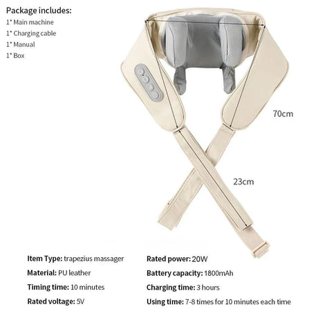 20W Powerful Brushless Motor Wireless Neck Shoulder Massager - Omega Lifestyles