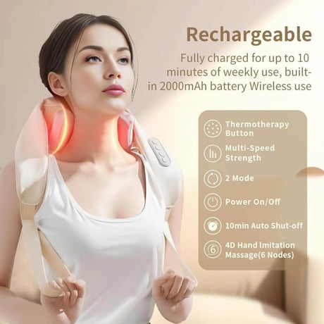 20W Powerful Brushless Motor Wireless Neck Shoulder Massager - Omega Lifestyles