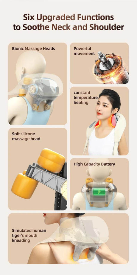 20W Powerful Brushless Motor Wireless Neck Shoulder Massager - Omega Lifestyles